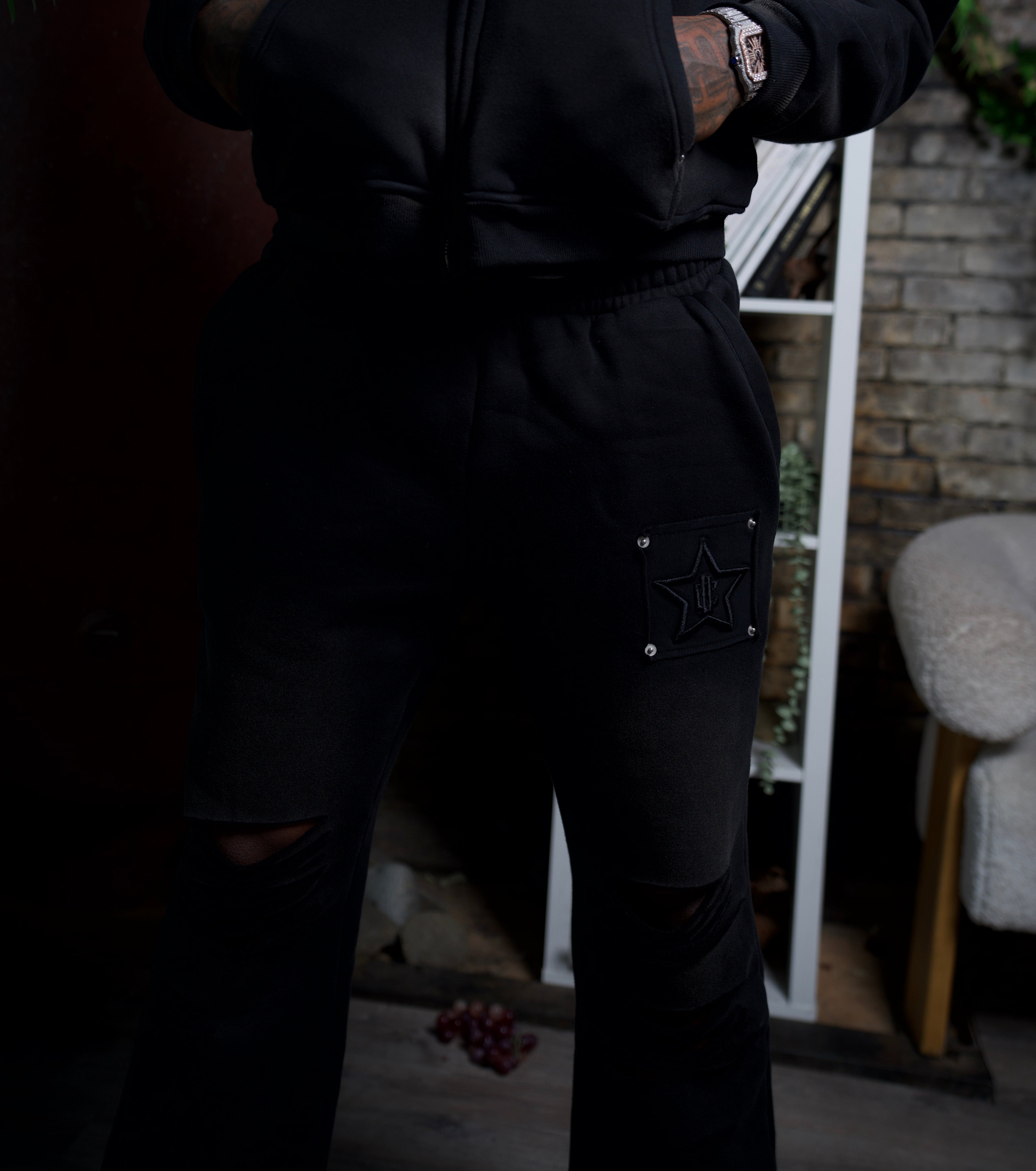 Distressed Uniform Sweats